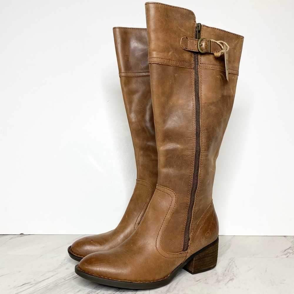 EUC Born Fannar Brown Leather Knee High Boot 6 1/2